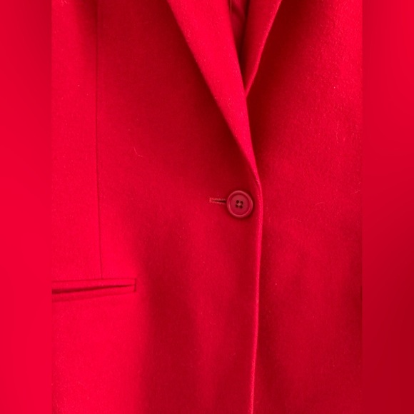 Vintage Lands' End Wool Cashmere Blazer Red Shoulder Pads Academia Preppy Size 8 - Picture 6 of 13